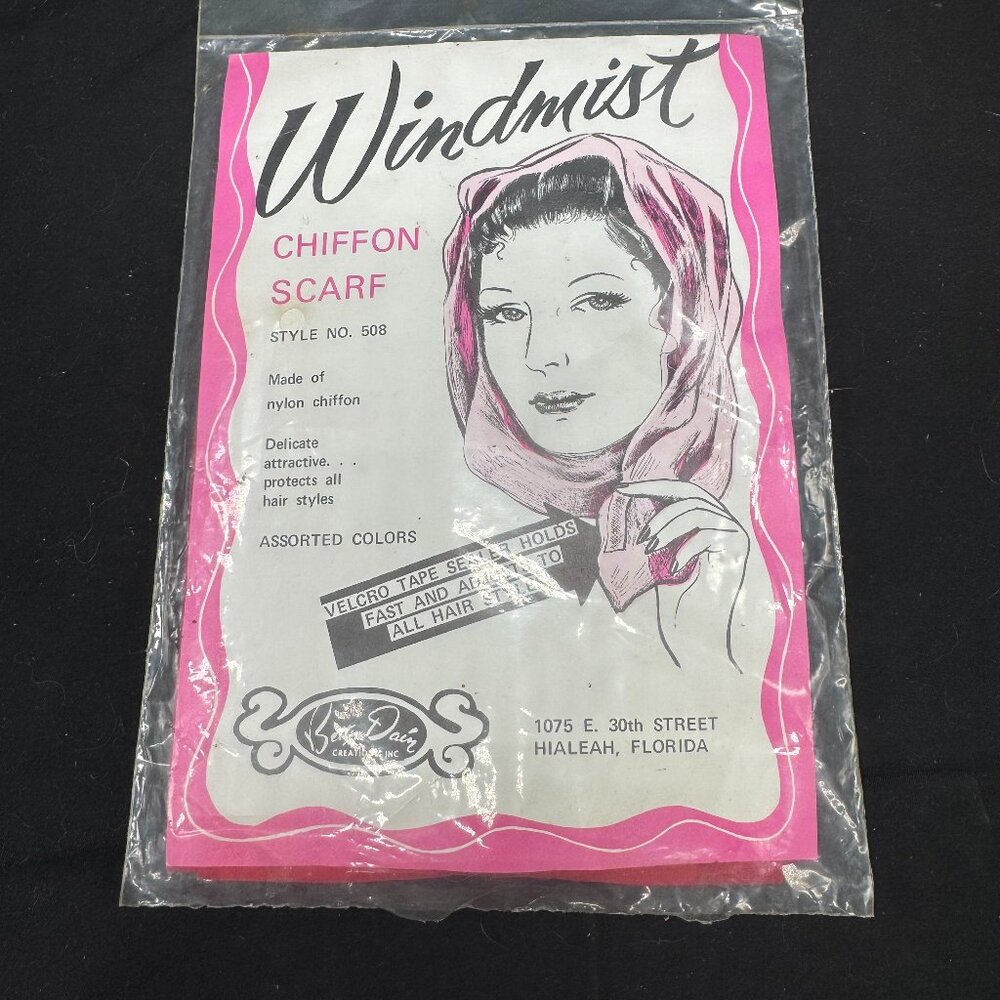 Vintage 1950's Betty Dain Red Windmist Chiffon Scarf Style No. 508 New Sealed